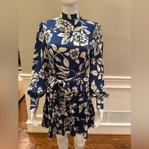 Floral Blue and White Dress